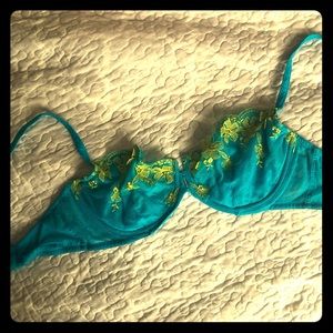 Turquoise + lime green Victoria’s Secret bra